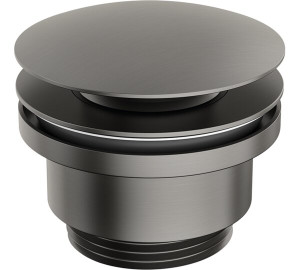 Válvula universal click Luxe con y sin rebosadero 1 1/4" Acero Cepillado